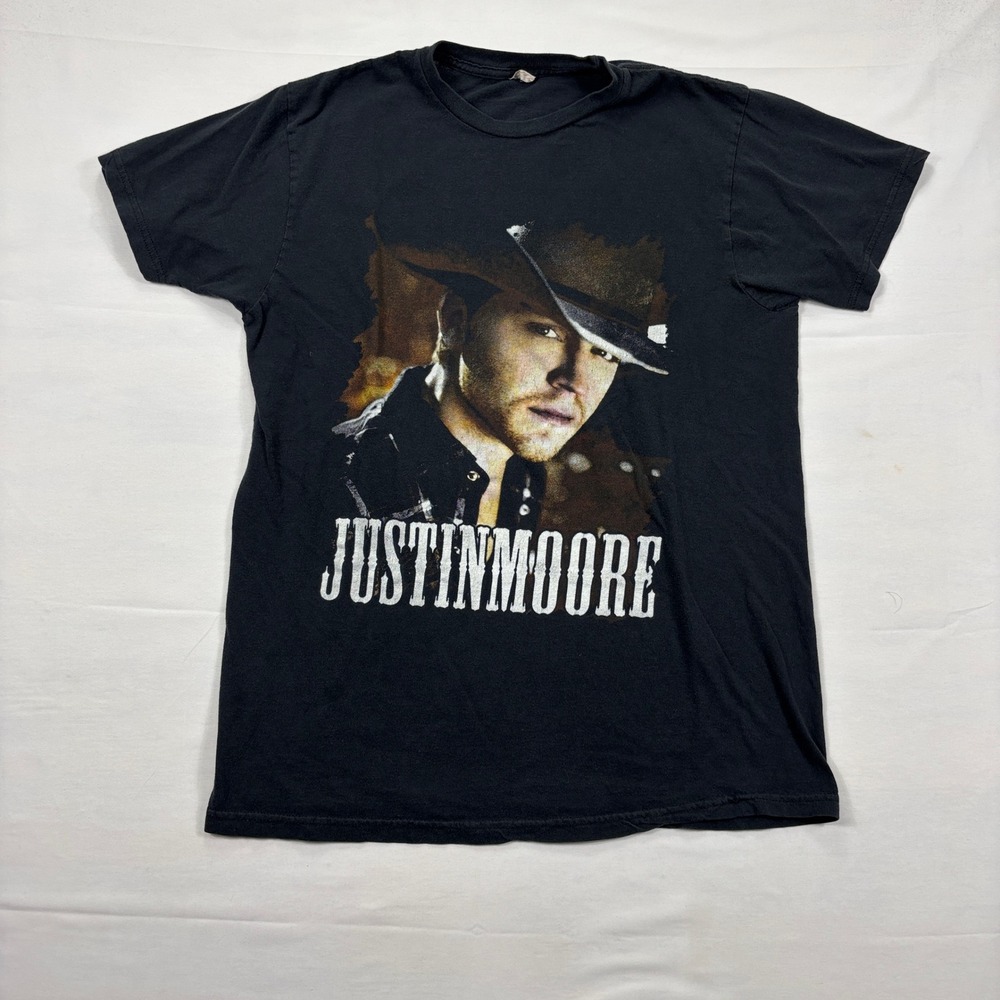 Justin Moore Outlaws Like Me Tour Graphic T-Shirt‎ Large Black Country Music Tee